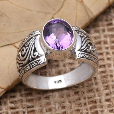 Primary image for Amethyst and Sterling Silver Cocktail Ring Chastity in Purple