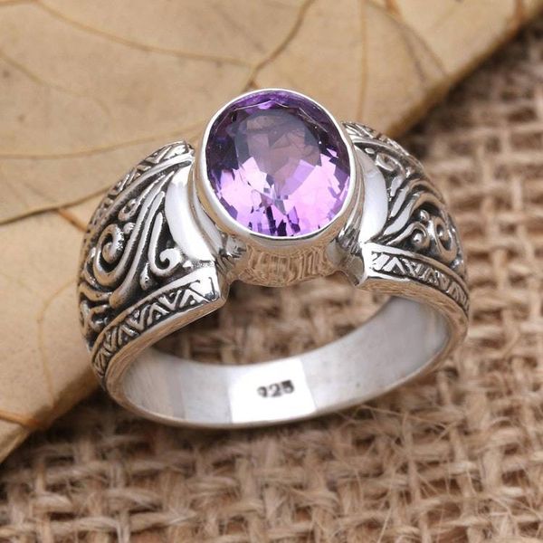 Alternate image for Amethyst and Sterling Silver Cocktail Ring Chastity in Purple