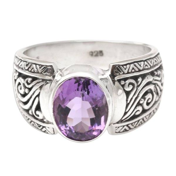 Alternate image for Amethyst and Sterling Silver Cocktail Ring Chastity in Purple