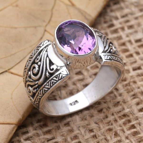 Alternate image for Amethyst and Sterling Silver Cocktail Ring Chastity in Purple