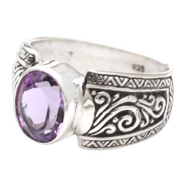 Alternate image for Amethyst and Sterling Silver Cocktail Ring Chastity in Purple
