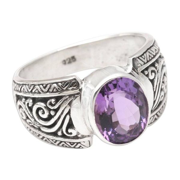 Alternate image for Amethyst and Sterling Silver Cocktail Ring Chastity in Purple