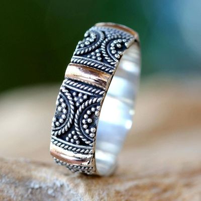 Alternate image for Gold Accent Silver Band Ring Sands of Time