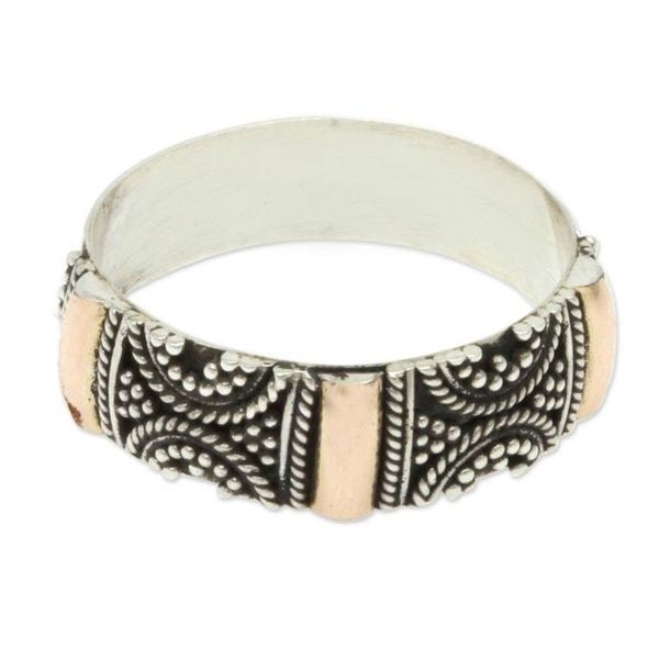 Alternate image for Gold Accent Silver Band Ring Sands of Time