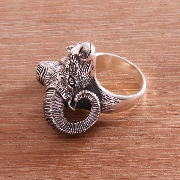 Alternate image for Sterling Silver Ram Head Cocktail Ring Crafted in Bali Ram Gaze