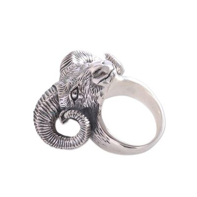 Alternate image for Sterling Silver Ram Head Cocktail Ring Crafted in Bali Ram Gaze