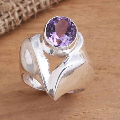 Alternate image for Sterling Silver and Amethyst Statement Ring Purple Passion
