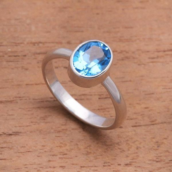 Alternate image for Blue Topaz and Sterling Silver Ring Crafted in Bali True Emotion