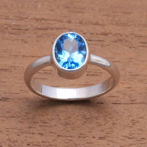 Alternate image for Blue Topaz and Sterling Silver Ring Crafted in Bali True Emotion