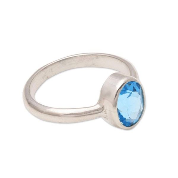Alternate image for Blue Topaz and Sterling Silver Ring Crafted in Bali True Emotion