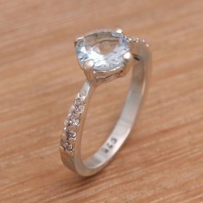 Alternate image for Blue Topaz and Sterling Silver Solitaire Ring from Bali Lakeside Sparkle