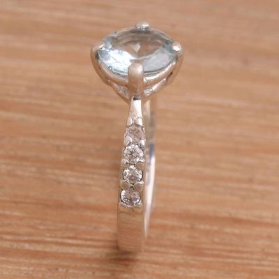 Alternate image for Blue Topaz and Sterling Silver Solitaire Ring from Bali Lakeside Sparkle