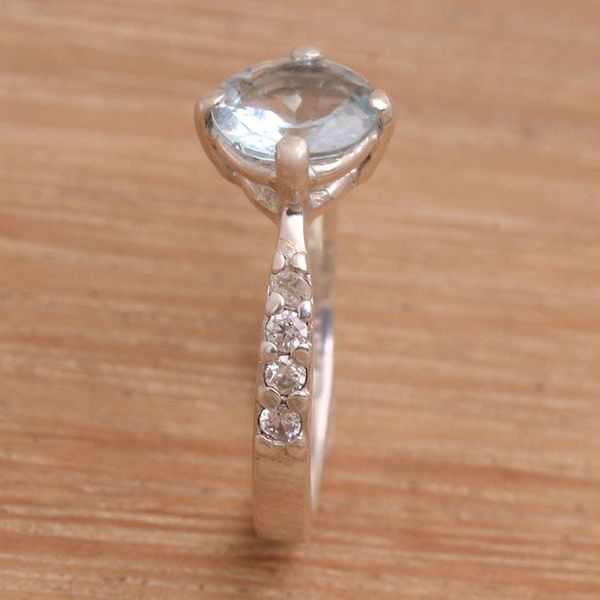 Alternate image for Blue Topaz and Sterling Silver Solitaire Ring from Bali Lakeside Sparkle