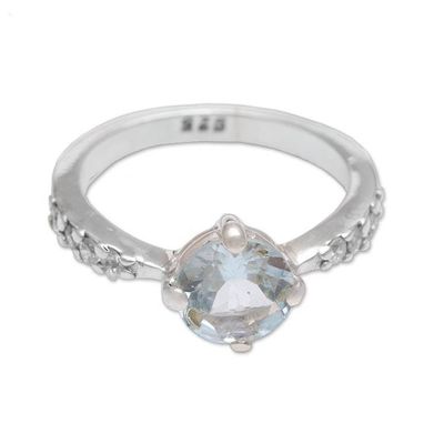 Alternate image for Blue Topaz and Sterling Silver Solitaire Ring from Bali Lakeside Sparkle