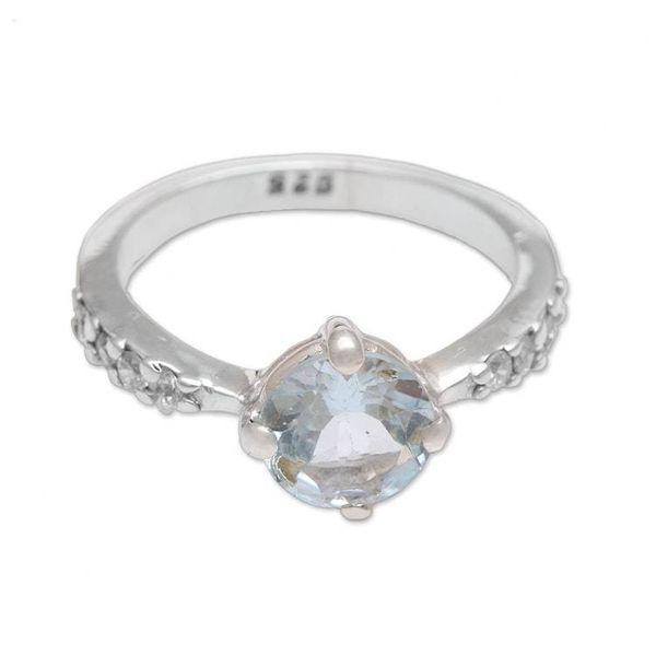 Alternate image for Blue Topaz and Sterling Silver Solitaire Ring from Bali Lakeside Sparkle