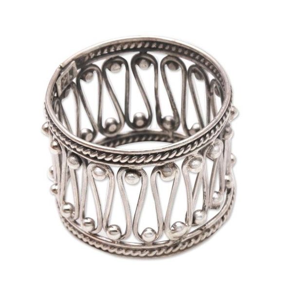 Alternate image for Openwork Pattern Sterling Silver Band Ring from Bali Openwork Path