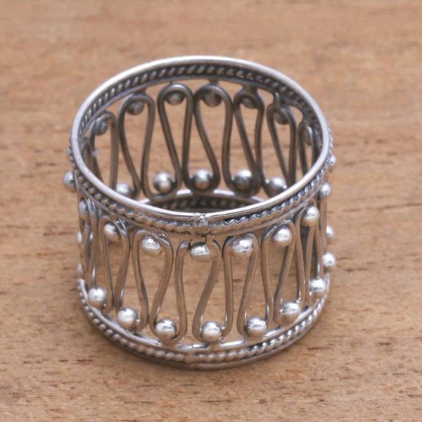 Alternate image for Openwork Pattern Sterling Silver Band Ring from Bali Openwork Path