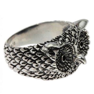 Alternate image for Silver Owl Ring Watchful Owl