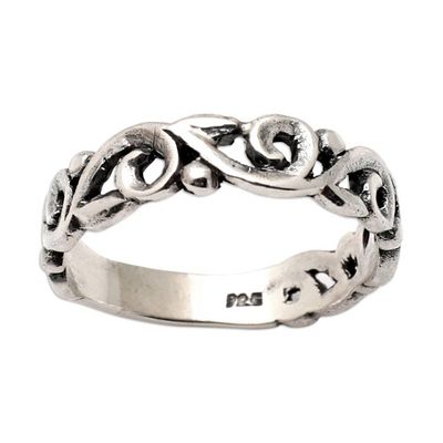 Alternate image for Vine-Themed Sterling Silver Band Ring in a Polished Finish Liberation