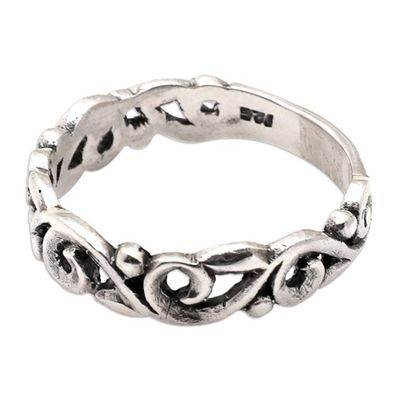 Alternate image for Vine-Themed Sterling Silver Band Ring in a Polished Finish Liberation