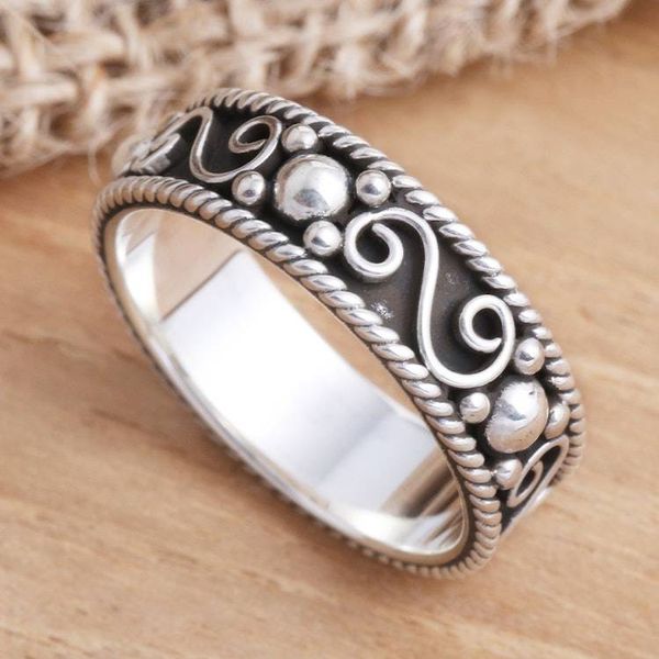 Alternate image for Sterling Silver Traditional Balinese Design Band Ring Bali Charming