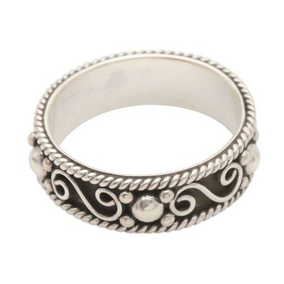 Alternate image for Sterling Silver Traditional Balinese Design Band Ring Bali Charming