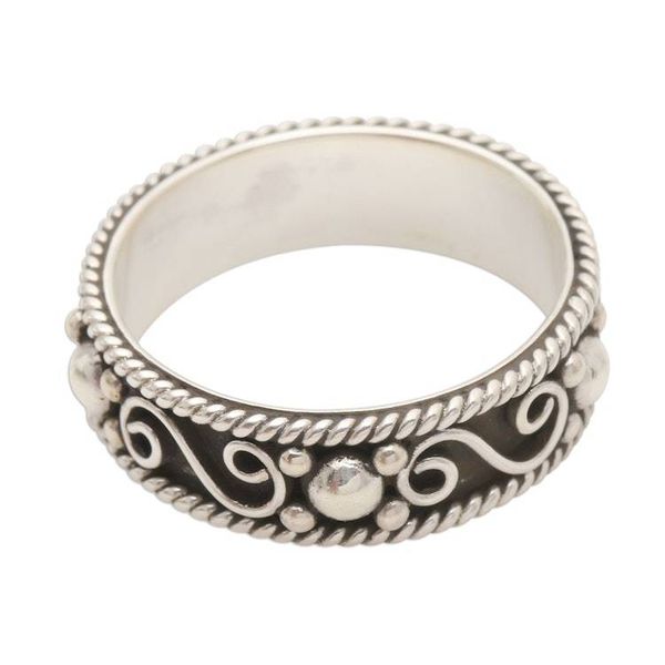 Alternate image for Sterling Silver Traditional Balinese Design Band Ring Bali Charming