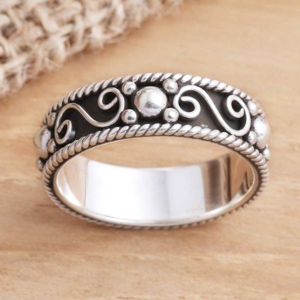 Alternate image for Sterling Silver Traditional Balinese Design Band Ring Bali Charming