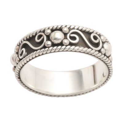 Alternate image for Sterling Silver Traditional Balinese Design Band Ring Bali Charming