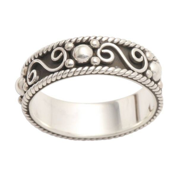 Alternate image for Sterling Silver Traditional Balinese Design Band Ring Bali Charming