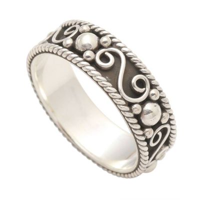 Alternate image for Sterling Silver Traditional Balinese Design Band Ring Bali Charming