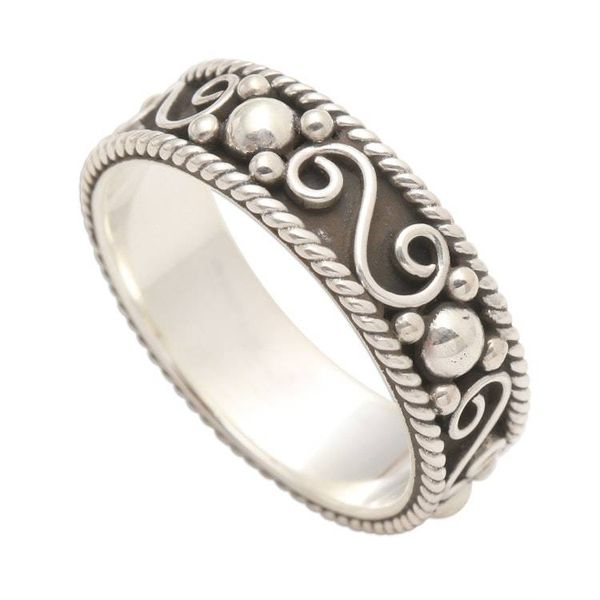 Alternate image for Sterling Silver Traditional Balinese Design Band Ring Bali Charming