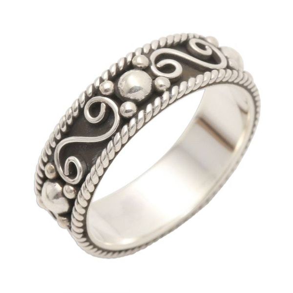 Alternate image for Sterling Silver Traditional Balinese Design Band Ring Bali Charming