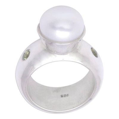 Alternate image for Sterling Silver and Cultured Pearl Cocktail Ring Moonlight