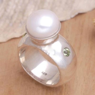 Alternate image for Sterling Silver and Cultured Pearl Cocktail Ring Moonlight