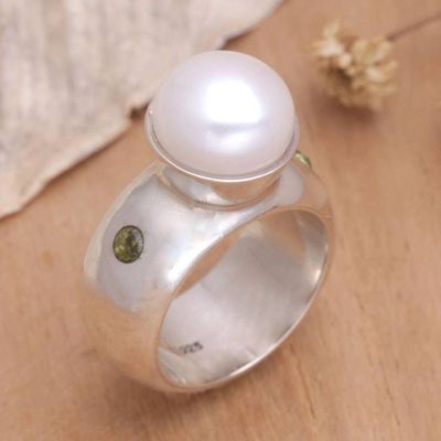Alternate image for Sterling Silver and Cultured Pearl Cocktail Ring Moonlight