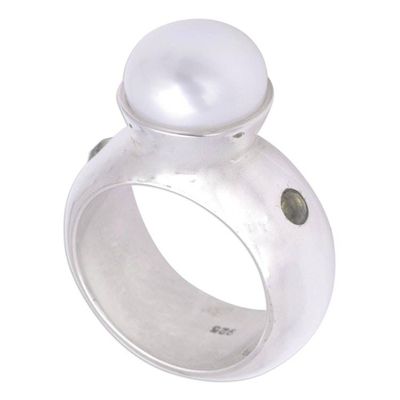 Alternate image for Sterling Silver and Cultured Pearl Cocktail Ring Moonlight