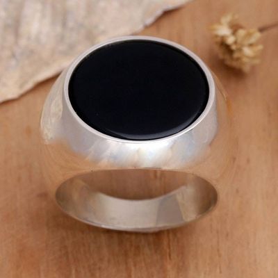 Alternate image for Mens Sterling Silver and Onyx Ring Mystique