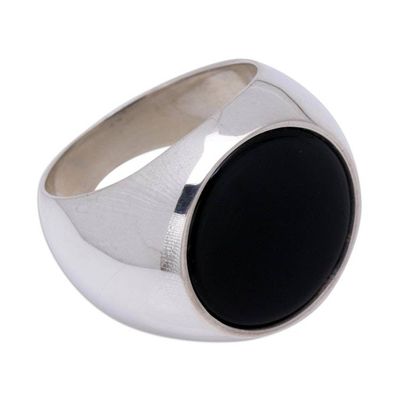 Alternate image for Mens Sterling Silver and Onyx Ring Mystique