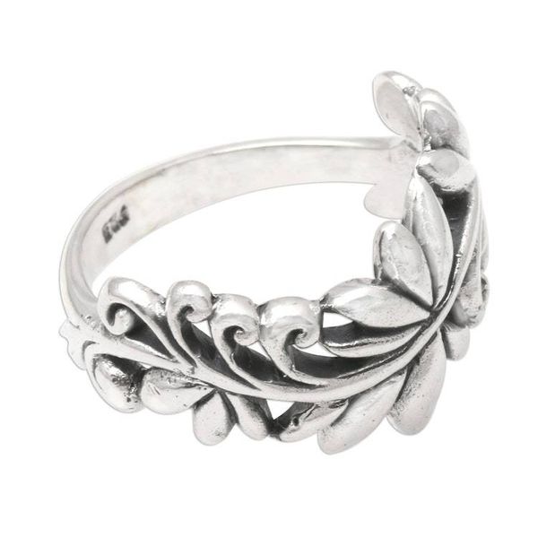 Alternate image for Leafy Vine Sterling Silver Band Ring from Bali Flourishing Flora