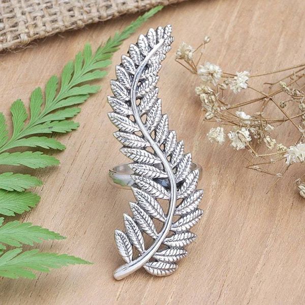 Alternate image for Sterling Silver Cocktail Ring with Palm Leaves Victory Leaves