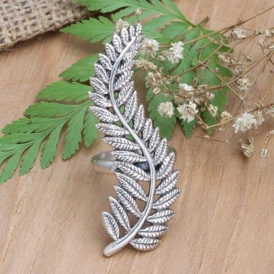 Alternate image for Sterling Silver Cocktail Ring with Palm Leaves Victory Leaves