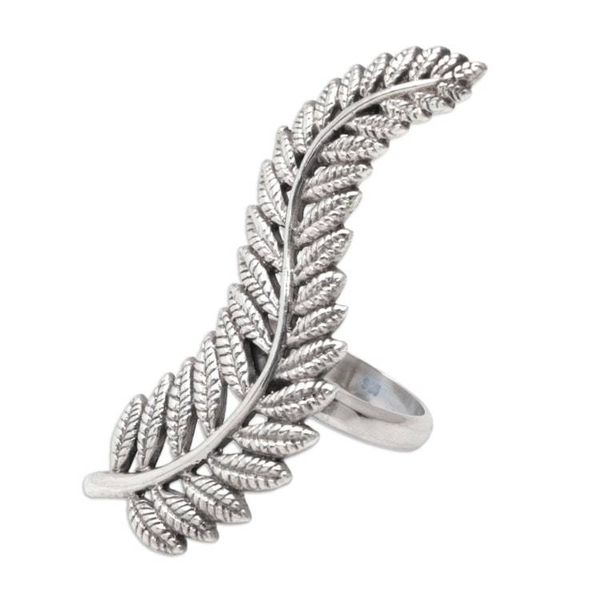 Alternate image for Sterling Silver Cocktail Ring with Palm Leaves Victory Leaves