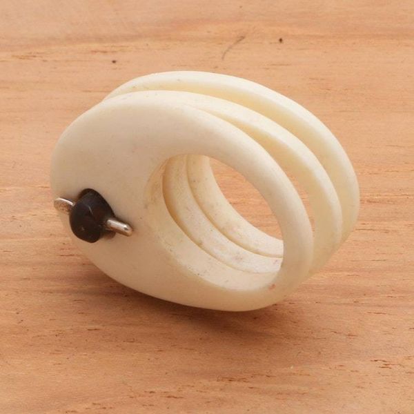 Alternate image for Unique Wood and Bone Cocktail Ring Ivory Waves