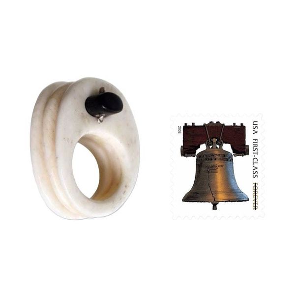 Alternate image for Unique Wood and Bone Cocktail Ring Ivory Waves