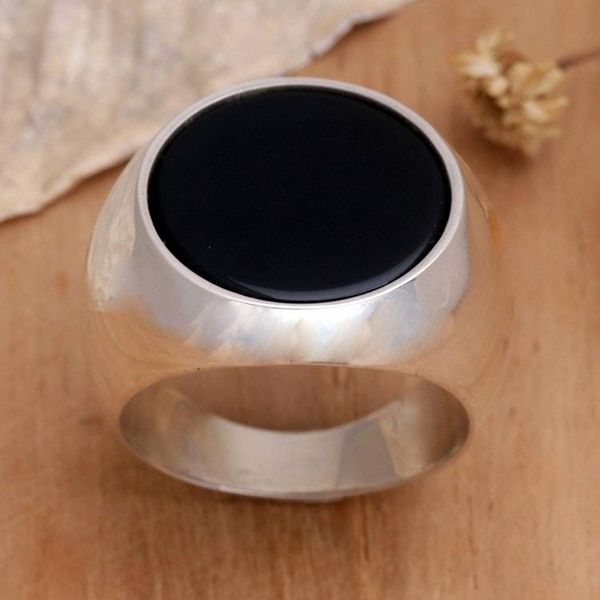 Alternate image for Mens Sterling Silver and Onyx Ring Mystique