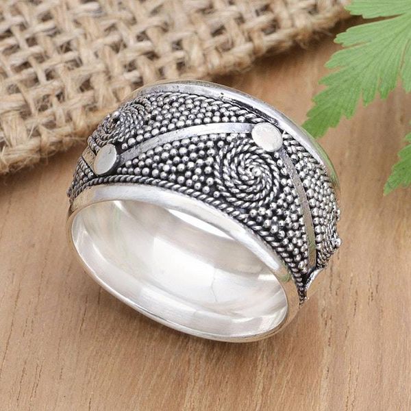 Alternate image for Modern Sterling Silver Band Ring with Speckled Pattern Speckled Future
