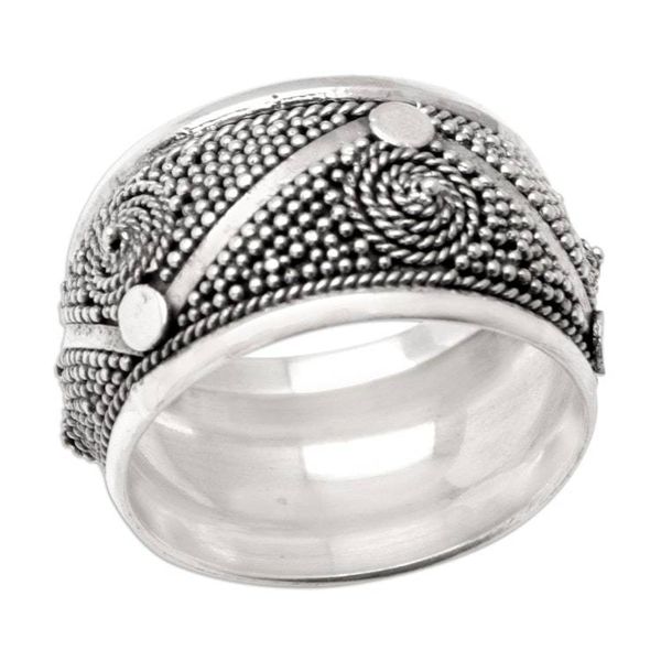 Alternate image for Modern Sterling Silver Band Ring with Speckled Pattern Speckled Future