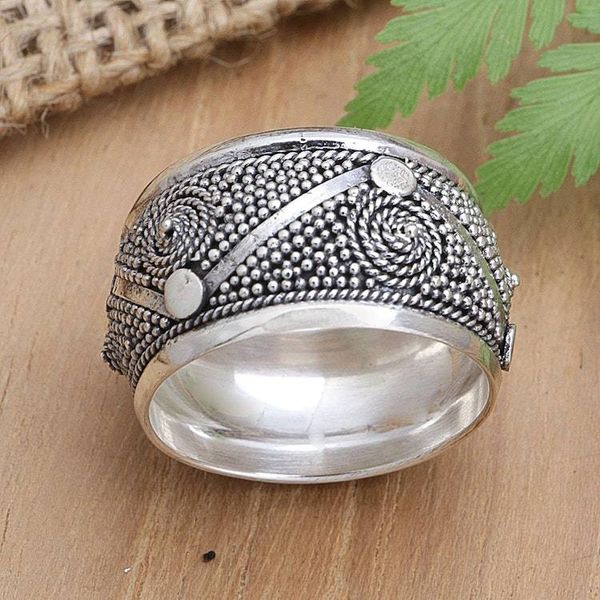 Alternate image for Modern Sterling Silver Band Ring with Speckled Pattern Speckled Future