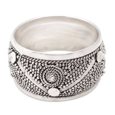 Alternate image for Modern Sterling Silver Band Ring with Speckled Pattern Speckled Future